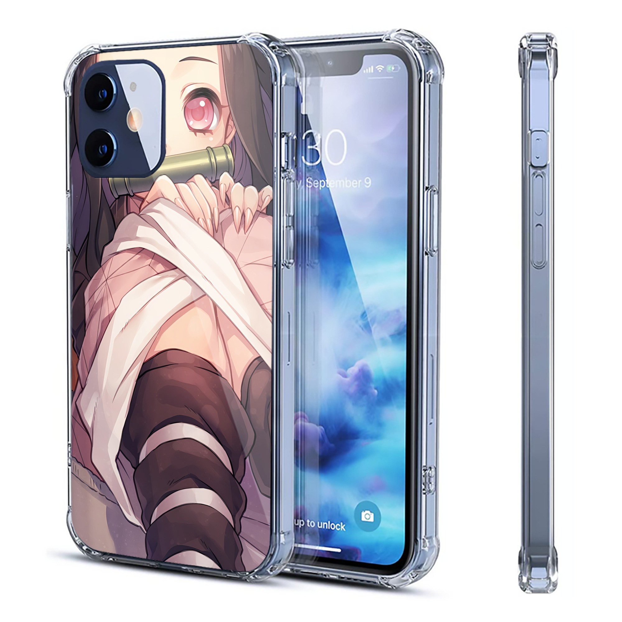 （画像用） 鬼滅の刃（きめつのやいば）竈門 禰󠄀豆子／かまど ねずこ Kamado Nezuko 【iPhone 12シリーズ対応】透明スマホケース（クリアソフトケース）